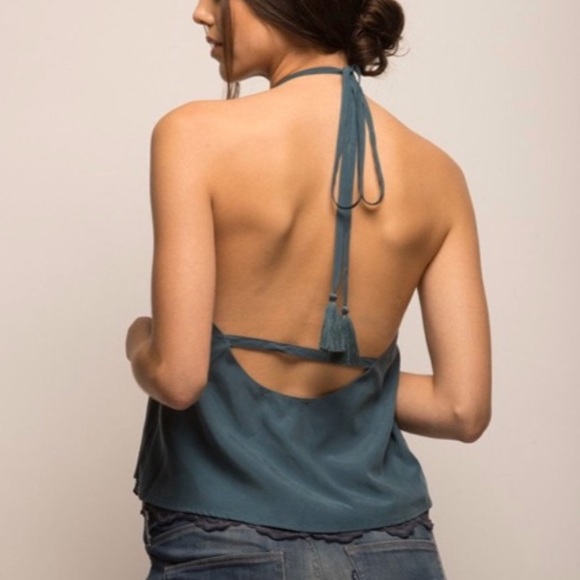 NWOT Jachs Girlfriend NY Lace Trim Halter Tank Top - Picture 2 of 6